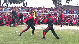 শিবালয়ে ঐতিহ্যবাহী লাঠিবাড়ি খেলা