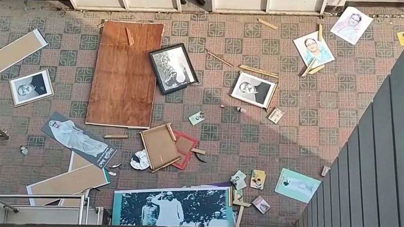 মুক্তিযোদ্ধা সংসদে বঙ্গবন্ধু ও হাসিনার ছবি ভাঙচুর মুক্তিযোদ্ধা সংসদে বঙ্গবন্ধু ও হাসিনার ছবি ভাঙচুর