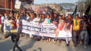 ফরিদপুরে বিএনপির কালো পতাকা মিছিল ও পথসভা