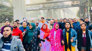 হরতালের সমর্থনে রিজভীর নেতৃত্বে মিছিল