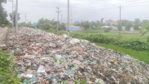 ভাগাড়ের দুর্গন্ধে সড়কে চলাচলে দুর্ভোগ