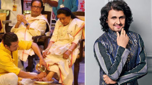 আশা ভোঁসলের পা ধুয়ে সম্মান জানালেন সোনু নিগম