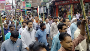 রংপুরে সারজিসের আগমনে জাপার লাঠি হাতে বিক্ষোভ