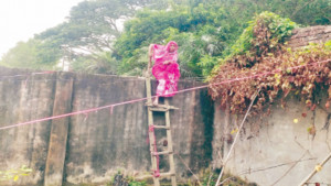 মই বেয়ে চলাচল করে পরিবারটি
