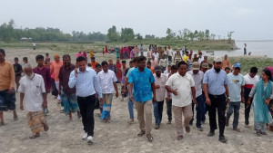 রৌমারীতে নদী ভাঙন এলাকা পরিদর্শনে প্রকৌশলীরা