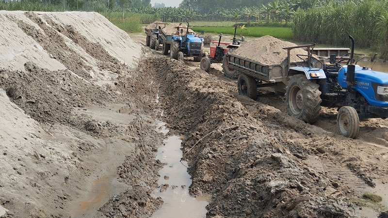 লাভের আশায় ফসলি জমির মাটি কাটার ধুম লাভের আশায় ফসলি জমির মাটি কাটার ধুম