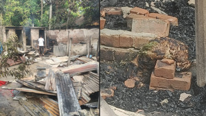 পুঠিয়ায় বিএনপি নেতার বিরুদ্ধে বাড়িতে অগ্নিসংযোগ ও লুটপাটের অভিযোগ