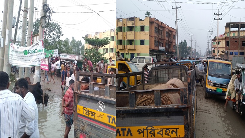 নবীগঞ্জে সড়কের পাশে পশুর হাট, ভোগান্তি নবীগঞ্জে সড়কের পাশে পশুর হাট, ভোগান্তি
