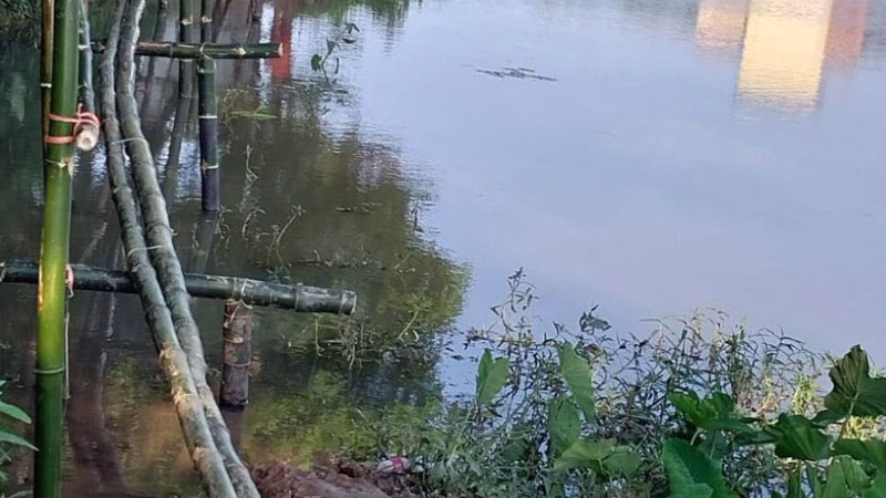 যাতায়াতে বাঁশের সাঁকো, দুর্ভোগ কমাতে রাস্তা নির্মাণের দাবি যাতায়াতে বাঁশের সাঁকো, দুর্ভোগ কমাতে রাস্তা নির্মাণের দাবি