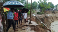 পাহাড়ি ঢল ও টানা বৃষ্টিতে মাধবপুরে ঝুঁকিতে বাড়িঘর