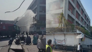 শাহজালালে বিমান বাংলাদেশ এয়ারলাইন্সের স্টোর ভবনে আগুন