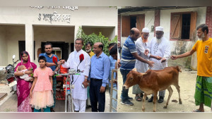 তিন পরিবারে স্বস্তি ফেরাতে অটোভ্যান ও বকনা বাছুর উপহার