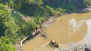 ধলাই নদীতে চলছে বিষ দিয়ে মাছ নিধন
