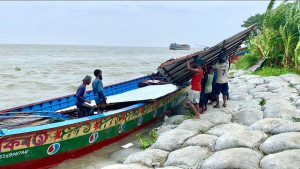 পদ্মায় আকস্মিক ভাঙন, ঝুঁকিতে  ঘরবাড়ি-সড়ক, ফসলি জমি