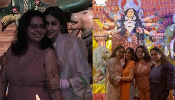 কলকাতায় চুপিচুপি সারার দুর্গা দর্শন! কলকাতায় চুপিচুপি সারার দুর্গা দর্শন!
