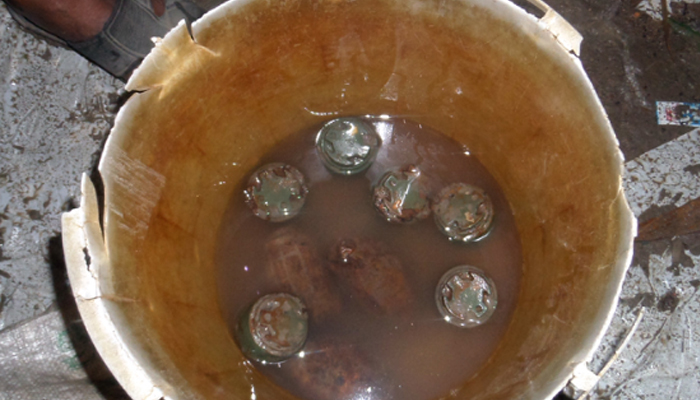 আদমদীঘিতে মাটি খুঁড়ে মিলল ৯টি বোমা