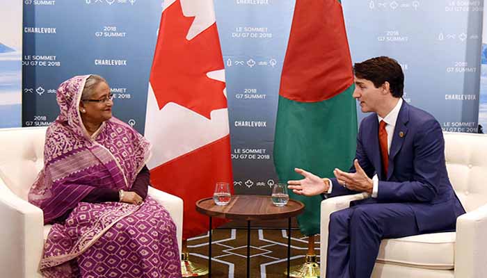 জাস্টিন ট্রুডোকে শেখ হাসিনার অভিনন্দন