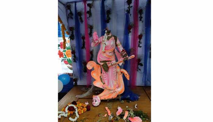 নাসিরনগরে সরস্বতী প্রতিমা ভাঙচুর