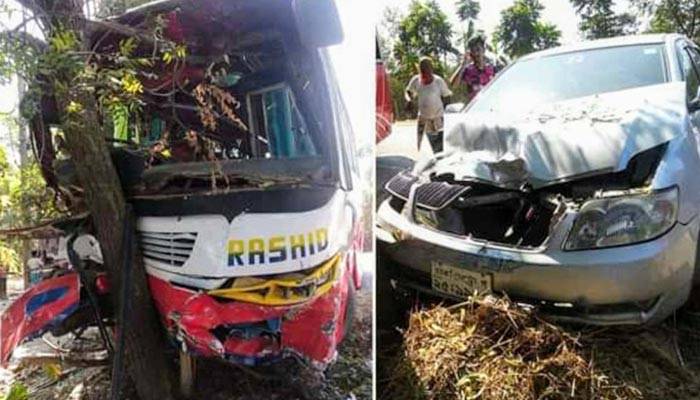 রাজশাহীতে পুলিশের চেকপোস্টে থামতে গিয়ে ৪ গাড়ি দুর্ঘটনার কবলে