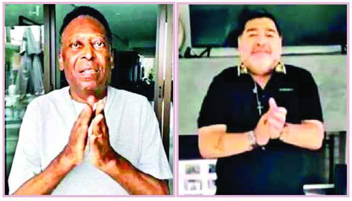 স্বাস্থ্যকর্মীদের প্রতি পেলে-ম্যারাডোনাদের সম্মান প্রদর্শন
