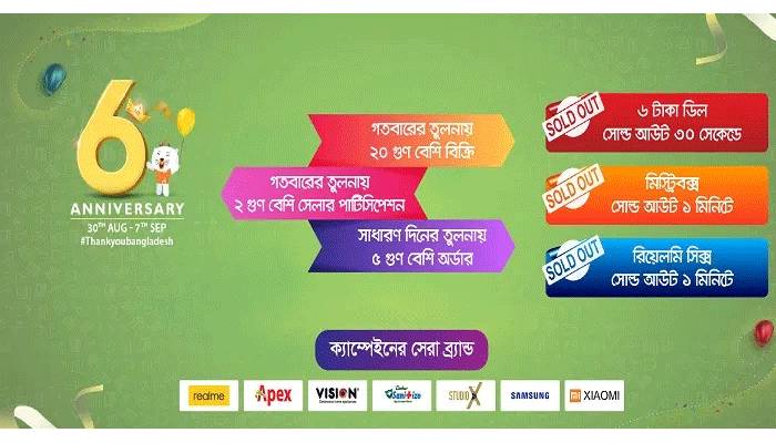 ‘সিক্সথ অ্যানিভার্সারি ক্যাম্পেইন’ দারাজের