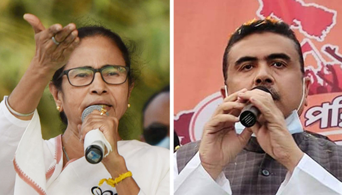 ভোটের ৩ দিন আগে প্রথম ‘সামনাসামনি’ মমতা-শুভেন্দু