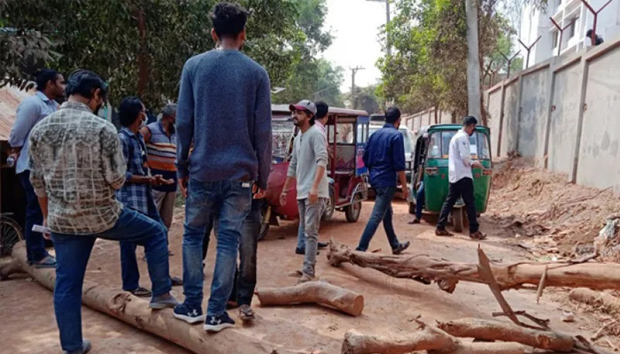 ধুলাবালিতে অতিষ্ঠ কুবি শিক্ষার্থীরা, সংস্কার দাবিতে সড়ক অবরোধ