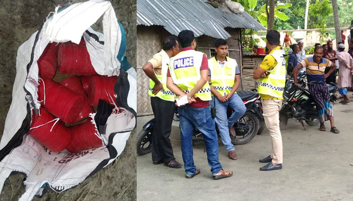 খড়ের গাদায় বাজারের ব্যাগে ছিল বোমাসদৃশ ১০ বস্তু