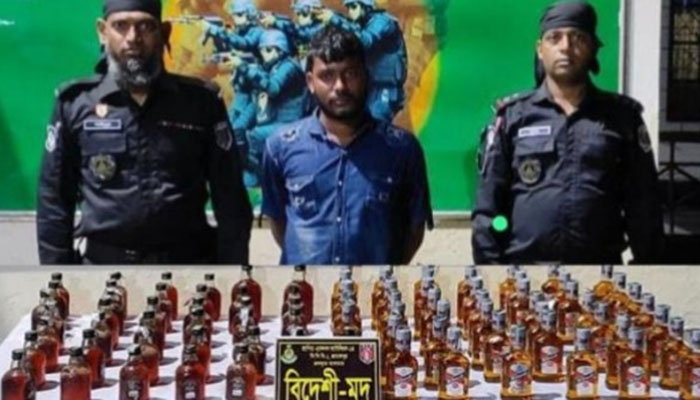 ঝিনাইগাতীতে ৮৫ বোতল বিদেশি মদসহ গ্রেপ্তার ১