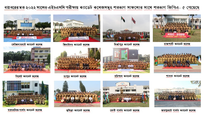 এইচএসসিতে ১২ ক্যাডেট কলেজে শতভাগ জিপিএ-৫