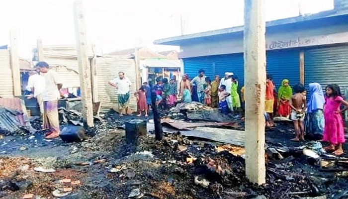 বানিয়াচংয়ে আগুনে পুড়ল ৯ দোকান