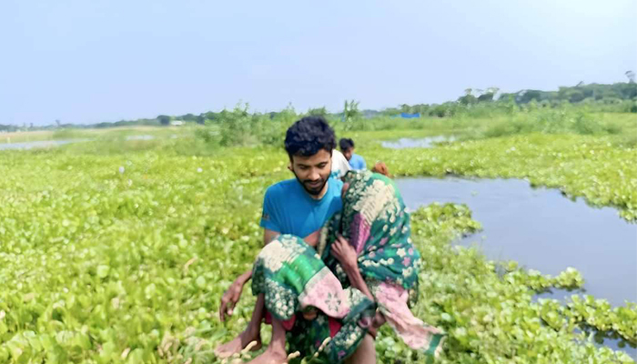 বৃদ্ধ মাকে ফেলে গেল নির্জন বিলে