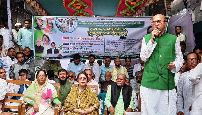 মঞ্চ ভেঙে পড়লেন দুই এমপিসহ কৃষক লীগ সভাপতি